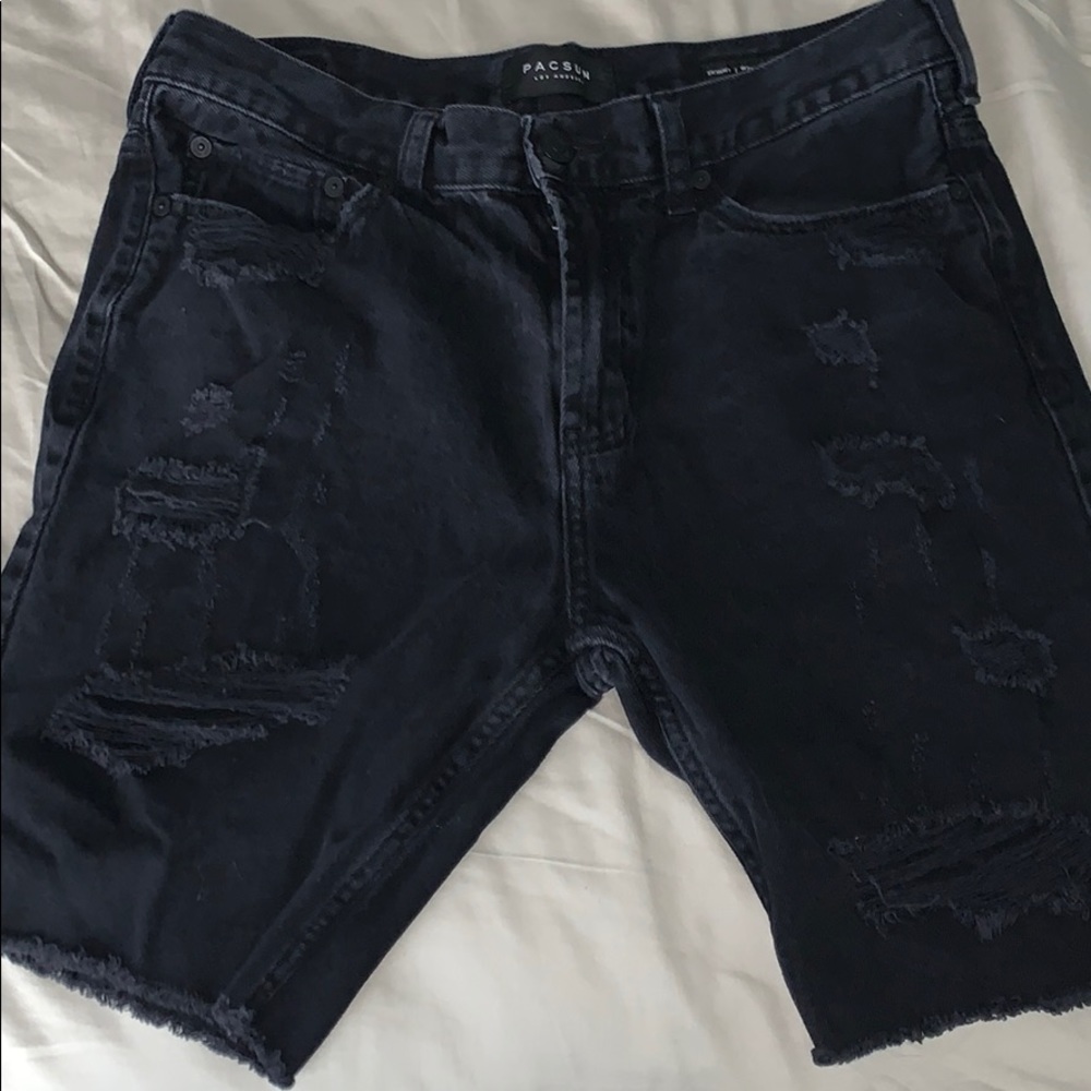 Pacsun Men’s Black Ripped Jean Shorts